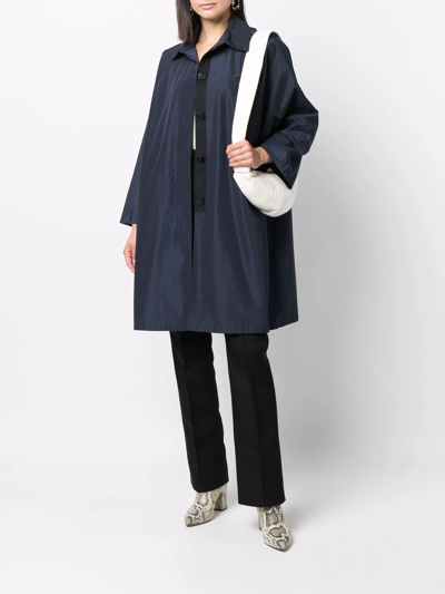 Shop Yves Salomon Concealed-front Fastening Coat In Blue