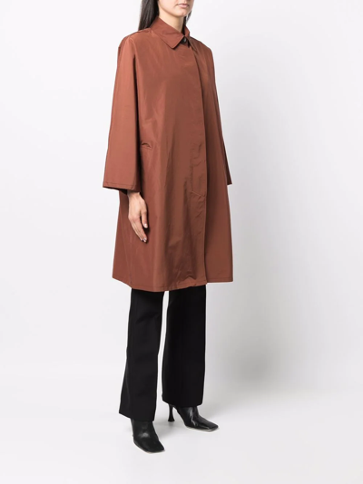 Yves Salomon Concealed-front Fastening Coat In Brown