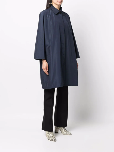 Shop Yves Salomon Concealed-front Fastening Coat In Blue