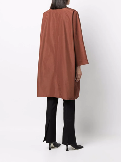 Yves Salomon Concealed-front Fastening Coat In Brown