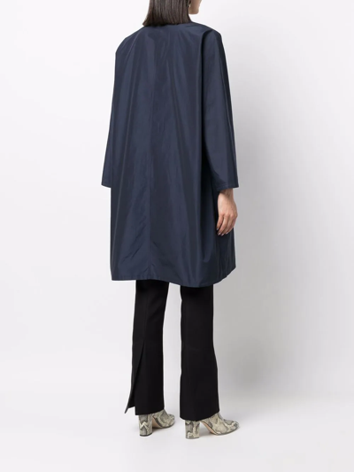 Shop Yves Salomon Concealed-front Fastening Coat In Blue