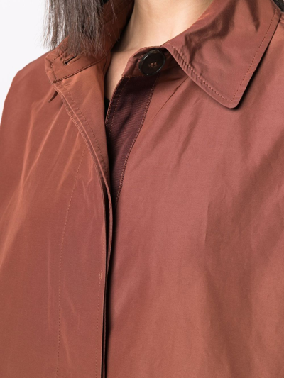 Yves Salomon Concealed-front Fastening Coat In Brown