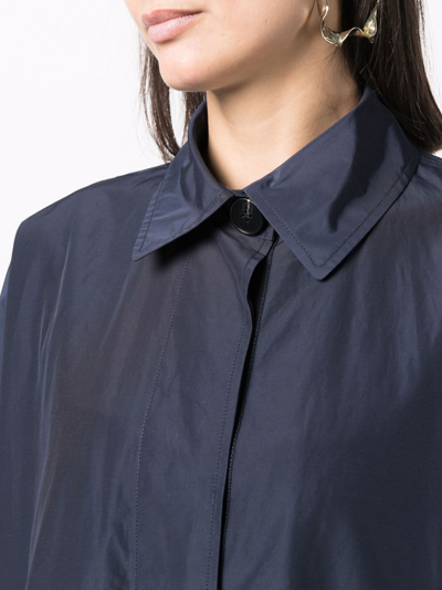 Shop Yves Salomon Concealed-front Fastening Coat In Blue