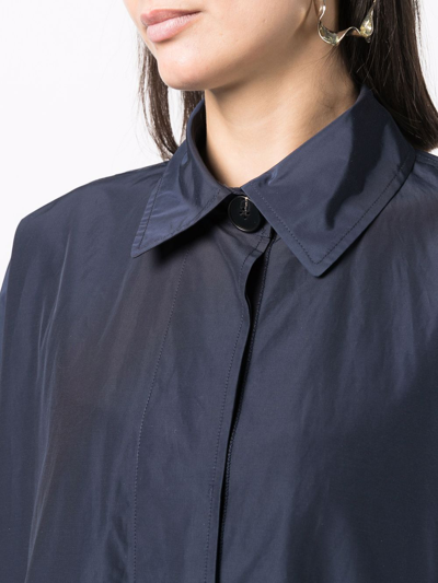 Yves Salomon Concealed-front Fastening Coat In Blue