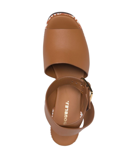 Shop La Doublej Seashell-print Wedge Sandals In Brown