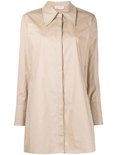 Shop Anine Bing Tiffany Cotton Shirt Dress In Neutrals