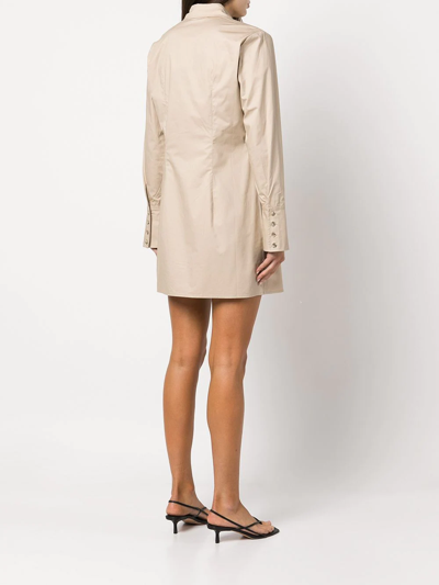 Shop Anine Bing Tiffany Cotton Shirt Dress In Neutrals