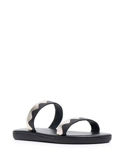 Ancient Greek Sandals Paralia Zigzag-band Leather Sandals In Black