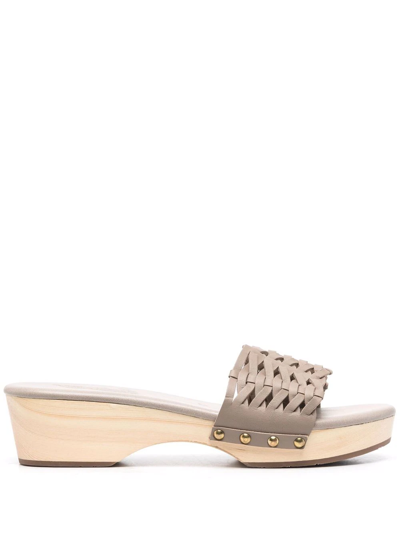 Ancient Greek Sandals Interwoven-detail Leather Clogs In Grey