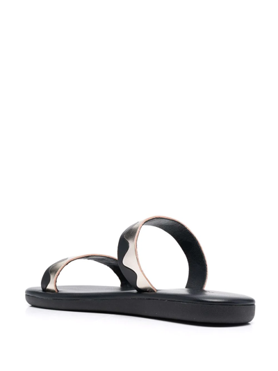 Ancient Greek Sandals Paralia Zigzag-band Leather Sandals In Black