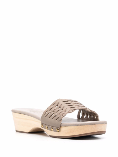 Ancient Greek Sandals Interwoven-detail Leather Clogs In Grey