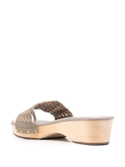 Ancient Greek Sandals Interwoven-detail Leather Clogs In Grey