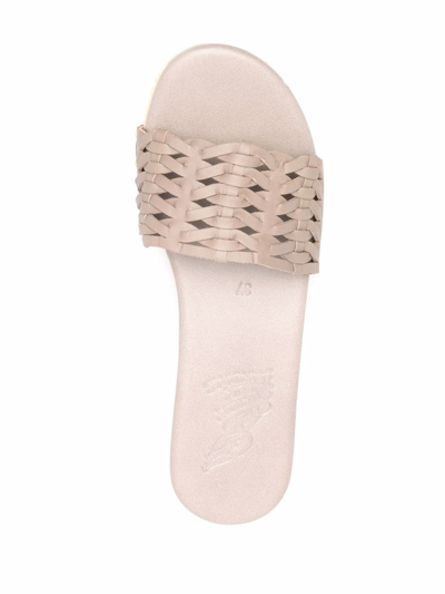 Ancient Greek Sandals Interwoven-detail Leather Clogs In Grey