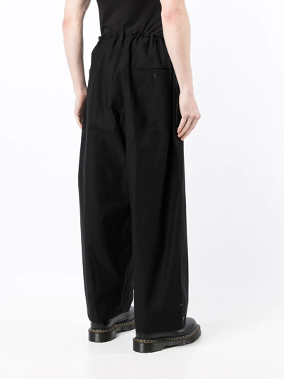 Shop Yohji Yamamoto Drawstring Straight-leg Trousers In Black