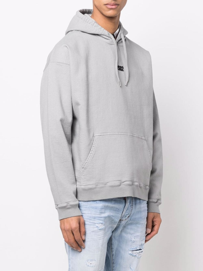 Shop Dsquared2 Logo-print Pullover Hoodie In Grey