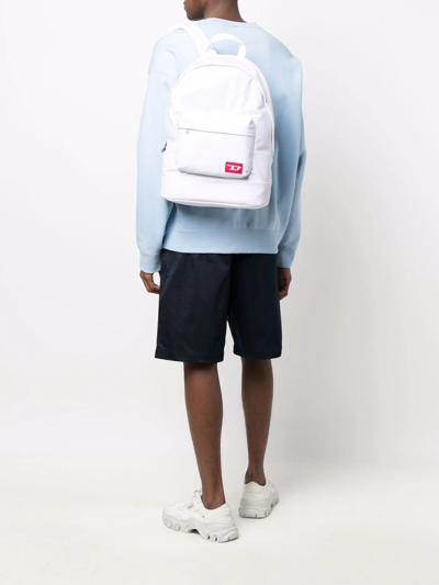 Diesel Logo-patch Zipped Backpack In White