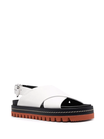 Plan C Crossover Strap Detail Sandals In White