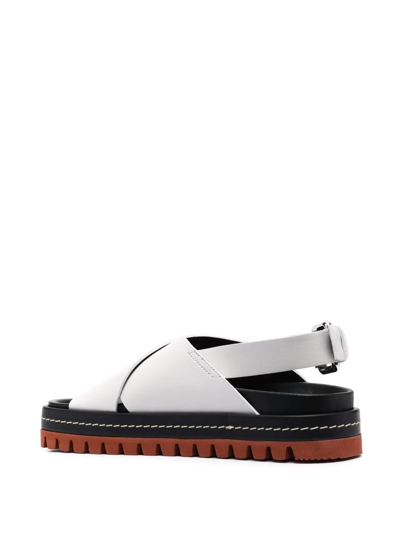 Plan C Crossover Strap Detail Sandals In White