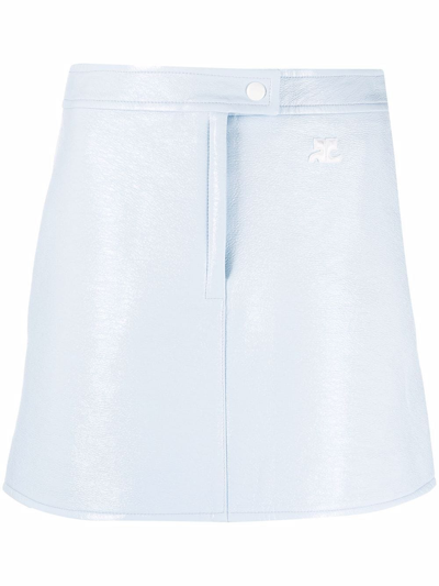 Shop Courrèges Coated Mini Skirt In Blue