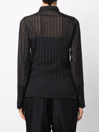 Shop Sapio Sheer-stripe Shirt In Black