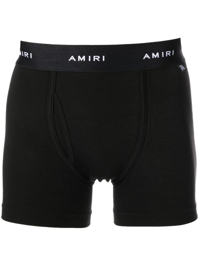 Shop Amiri Logo-waistband Cotton Boxers In Black