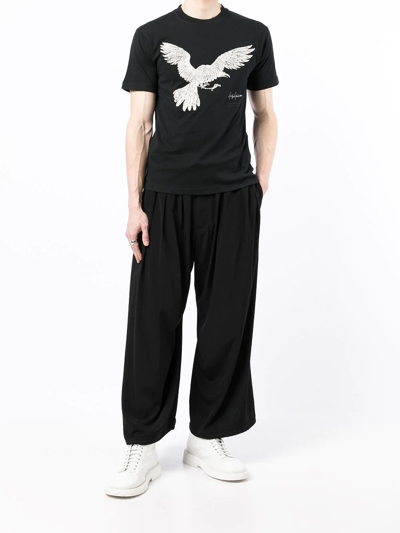 Shop Yohji Yamamoto Raven-print T-shirt In Black