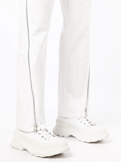 Shop Alexander Mcqueen Zipped-leg Jeans In White