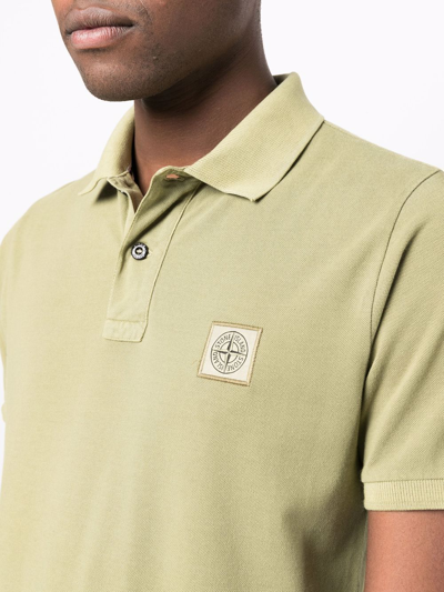 Shop Stone Island Logo-patch Polo Shirt In Green