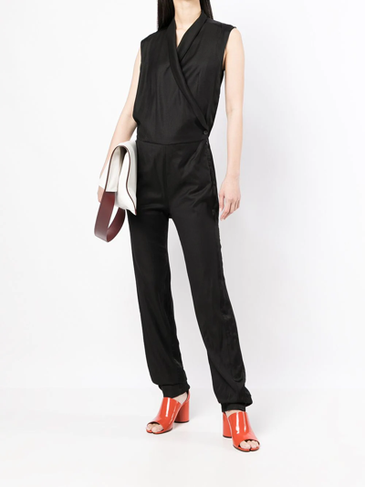 Pre-owned Maison Margiela Wrap-style Sleeveless Jumpsuit In Black