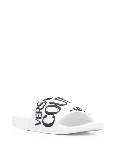 Versace Jeans Couture Shelly Logo-embossed Slides In White