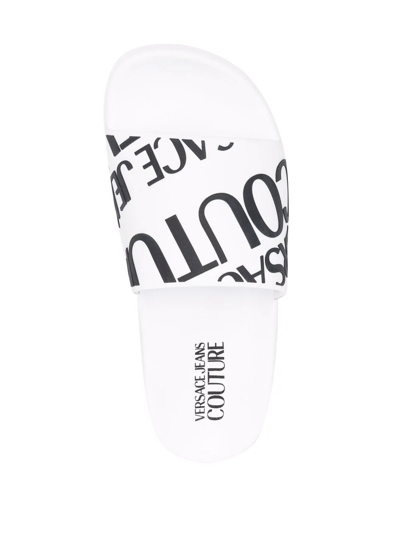 Versace Jeans Couture Shelly Logo-embossed Slides In White