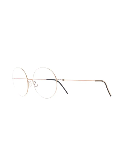 Shop Lindberg Metallic-frame Glasses In Brown