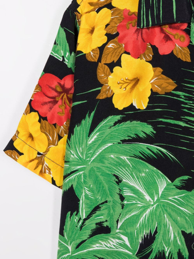 Shop Myar Floral-print Short-sleeved Shirt In Black