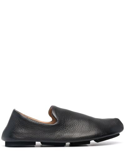 Shop Marsèll Toddone Grained-leather Slippers In Black