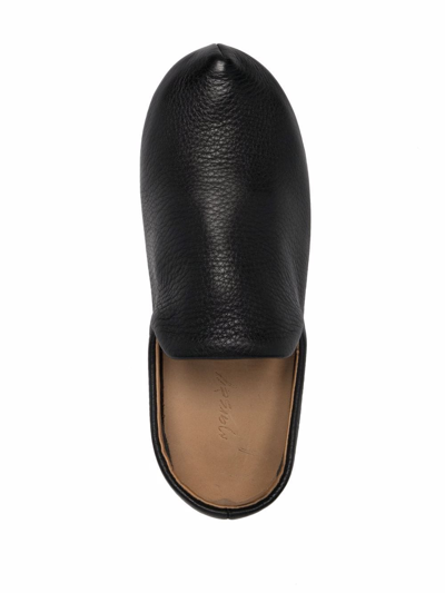 Shop Marsèll Toddone Grained-leather Slippers In Black