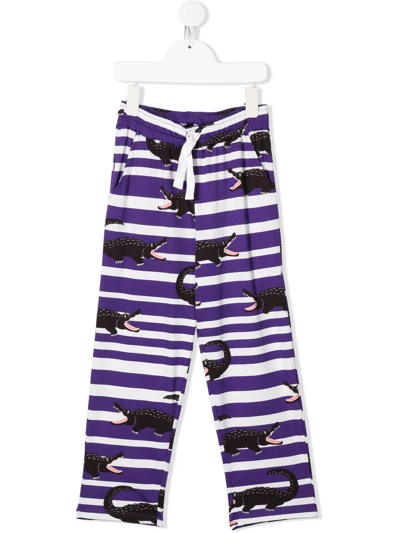 Mini Rodini Crocodile-print Trousers In Purple