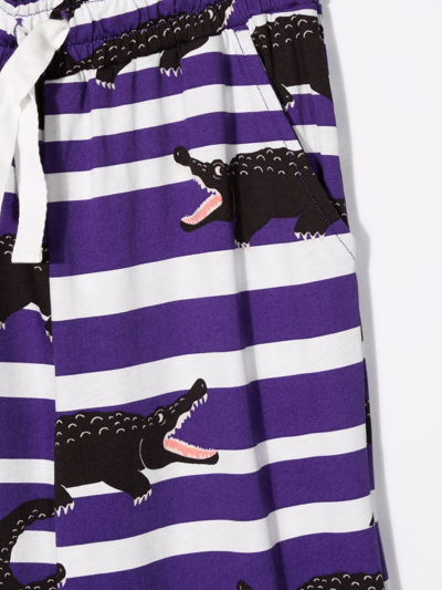 Mini Rodini Crocodile-print Trousers In Purple