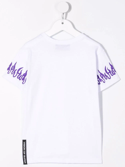 Shop Vision Of Super Flame-sleeve T-shirt In White