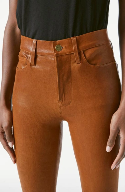 Shop Frame Le High Skinny Leather Pants In Tobacco