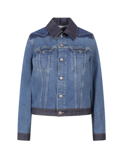 Shop Maison Margiela Straight Hem Buttoned Denim Jacket In Blue