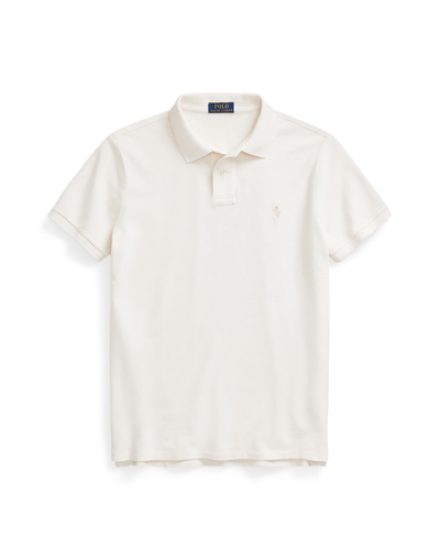 Shop Polo Ralph Lauren Custom Slim Fit Mesh Polo Shirt Man Polo Shirt Ivory Size Xl Cotton In White