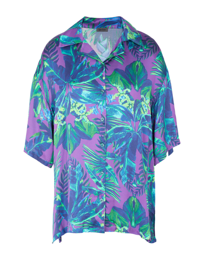 Shop 8 By Yoox Printed Viscose Bowling Shirt Woman Shirt Deep Purple Size 6 Viscose