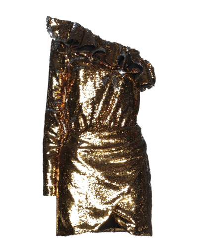 Shop Amen Woman Mini Dress Gold Size 8 Polyester, Polyamide
