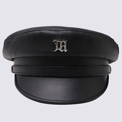 Shop Misbhv Black Leather Baker Boy Hat
