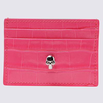 Shop Alexander Mcqueen Fuchsia Leather Cardholder In Neon Pink
