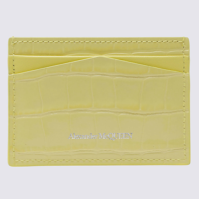 Shop Alexander Mcqueen Pale Yellow Leather Cardholder