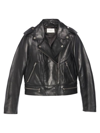 Shop Sandro Women's Siouxie Leather Biker Jacket In Black