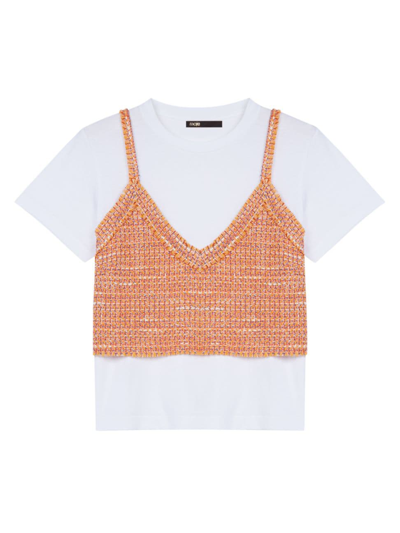 Shop Maje Women's Layered T-shirt & Vest Top In Orange