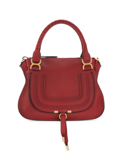 Shop Chloé Women's Medium Marcie Leather Satchel In Smoked Red