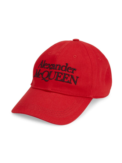 Shop Alexander Mcqueen Men's Mcqueen Logo Stacked Baseball Hat In Red Black